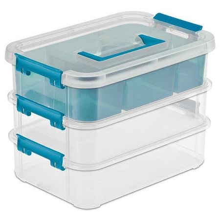 Sterilite Sterilite - Lake Havasu AZ 14138606 3 Layer Stack & Carry Box  Blue 14138606